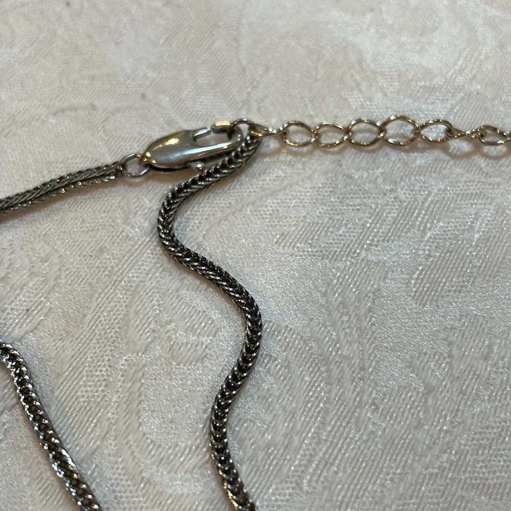 Pear Shaped Silver-Tone “Beaded Edge” Medallion Charm Adjustable Pendant - Picture 7 of 7